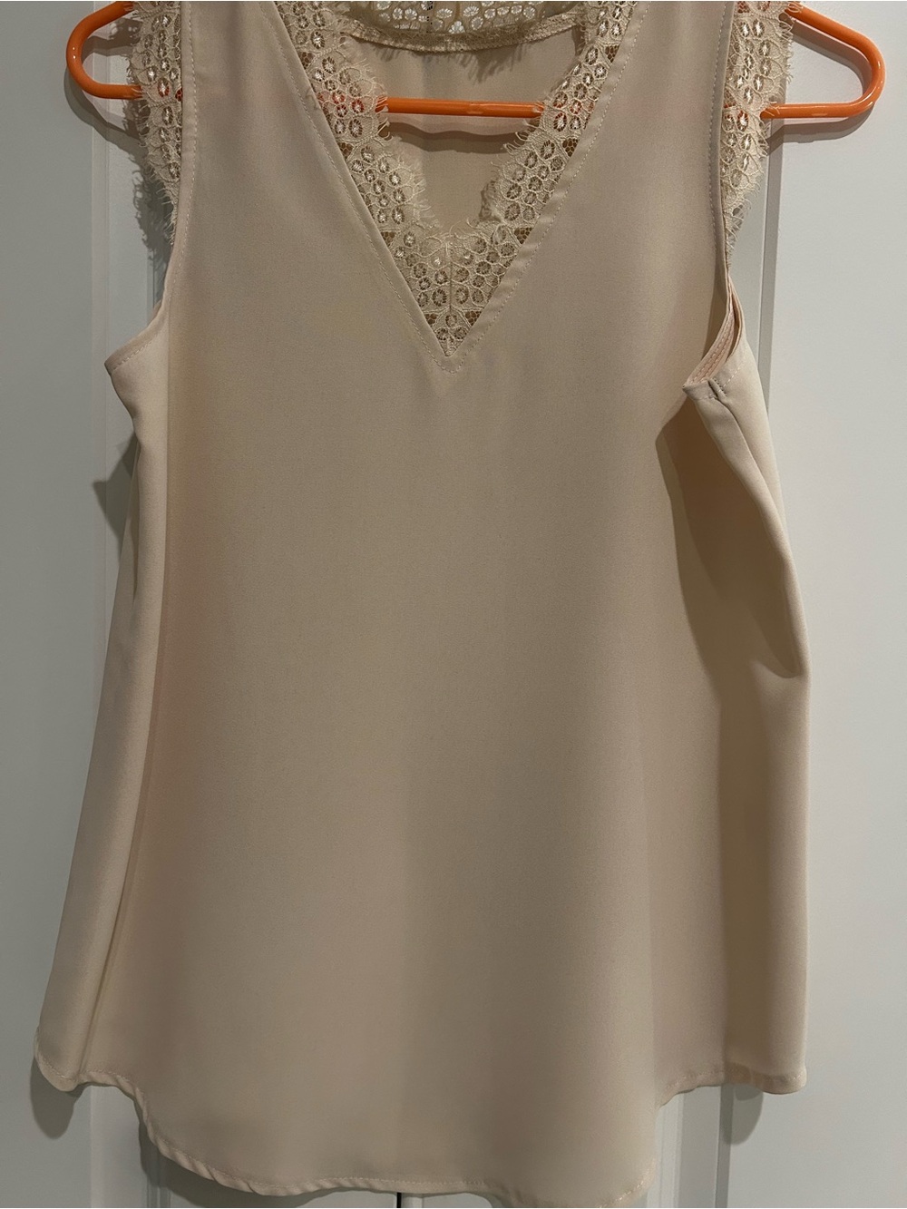 Women's Lace Trim Cream V-Neck Camisole